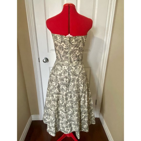 Vintage 1950’s Black and cream paisley rhinestone studded dress - Picture 2 of 5